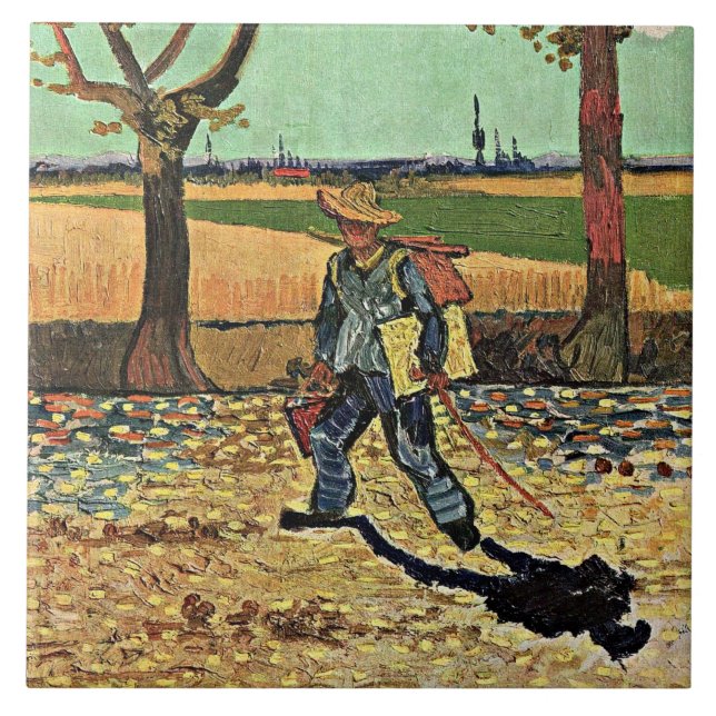 Van Gogh: Selfportrait on the Road Tarascon Fliese (Vorderseite)