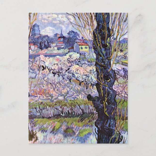 Van Gogh - Sicht auf die Arles, blühende Obstgärte Postkarte (Vorderseite)