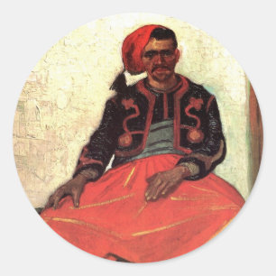 Van Gogh, Sitzplatz Zouave, Vintager Impressionism Runder Aufkleber