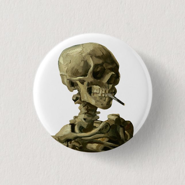 Van Gogh, Skelett mit brennender Zigarette Button (Vorderseite)