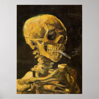 Van Gogh Skull mit brennender Zigarette Poster