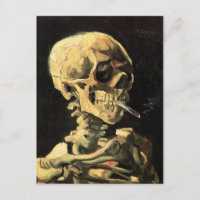 Van Gogh Skull mit brennender Zigarettenpostkarte