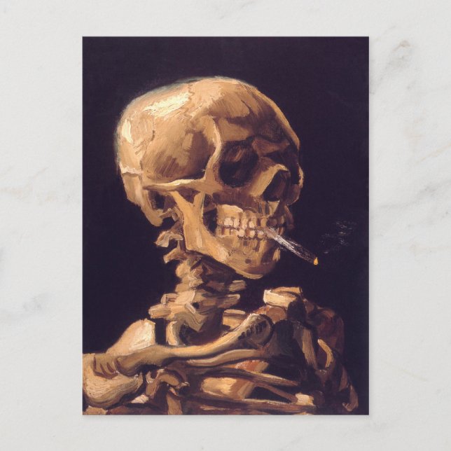 Van Gogh: Skull mit Burning Cigaret Postkarte (Vorderseite)