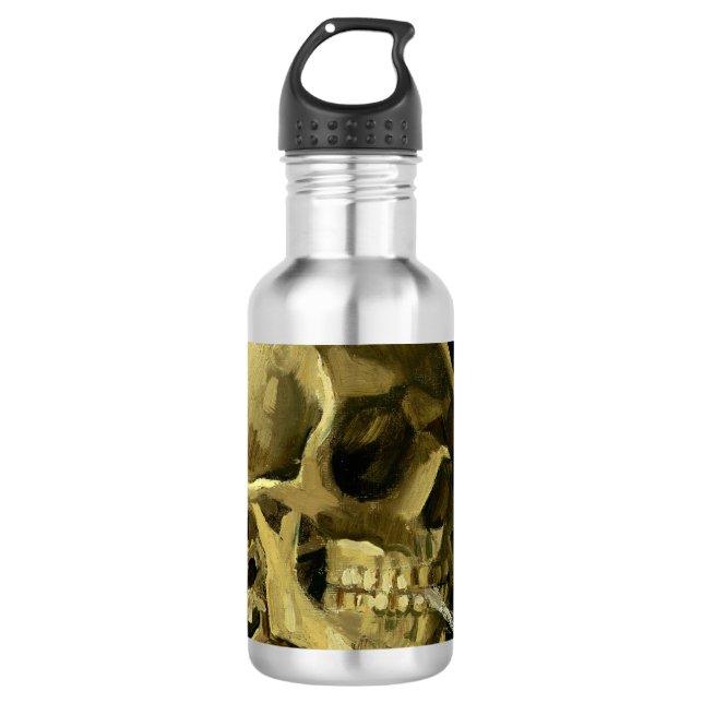 Van Gogh Smoking Skeleton Edelstahlflasche (Vorderseite)