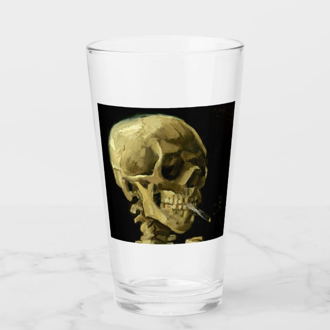 Van Gogh Smoking Skeleton Glas (Vorderseite)
