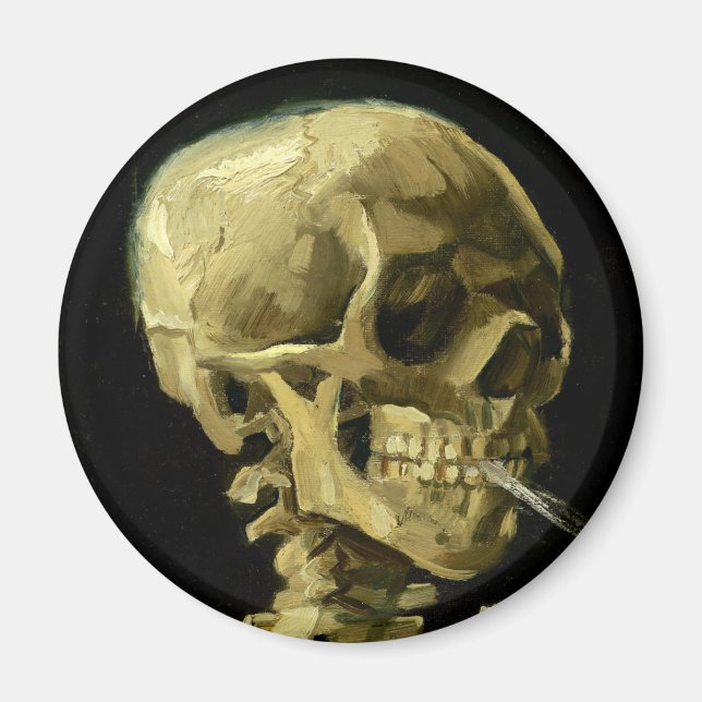 Van Gogh Smoking Skeleton Magnet (Vorne)