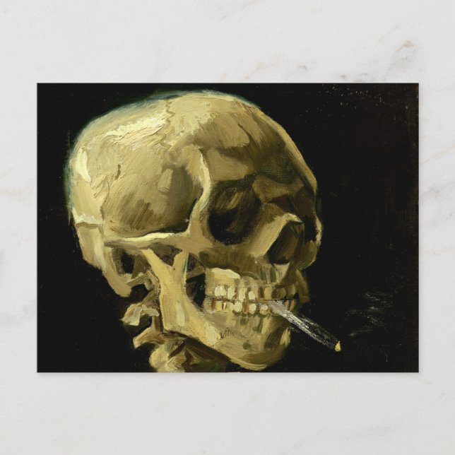 Van Gogh Smoking Skeleton Postkarte (Vorderseite)