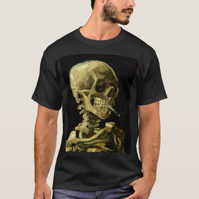 Van Gogh Smoking Skeleton T-Shirt (Vorderseite)