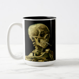 Van Gogh Smoking Skeleton Zweifarbige Tasse