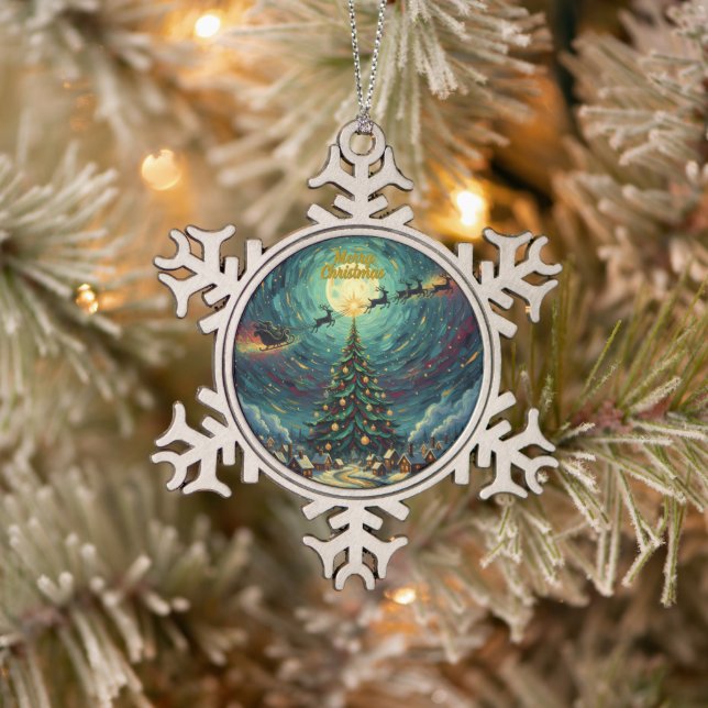 Van Gogh Snowflake Christmas Ornament Pewter (Baum)