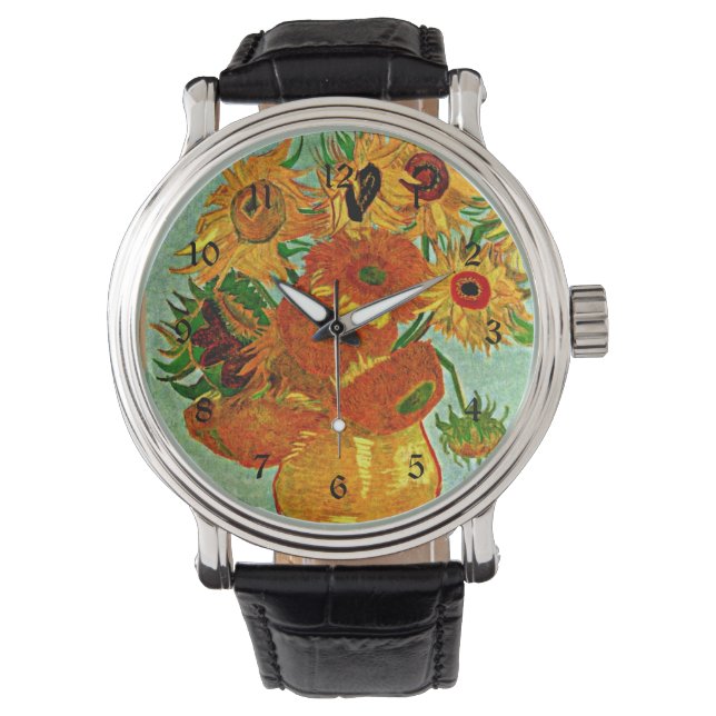 Van Gogh - Sonnenblumen 12, Still Life Vase Armbanduhr (Vorderseite)