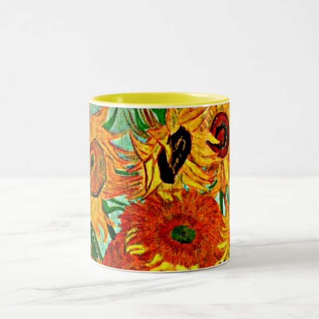 Van Gogh - Sonnenblumen 12 Zweifarbige Tasse (Mittel)