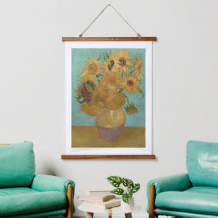 Van Gogh - Sonnenblumen, 3. Version, Wiederholung Wandteppich Mit Holzrahmen