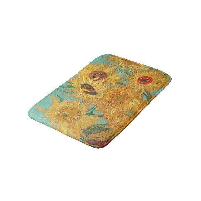 Van Gogh Sonnenblumen Badematte (Schrägansicht)