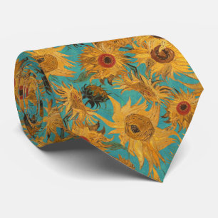Van Gogh Sonnenblumen gelb türkis blau rot orange Krawatte