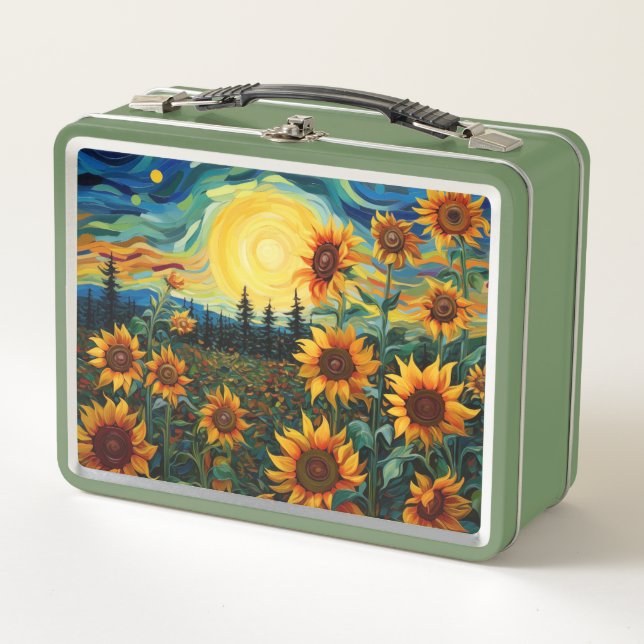 Van Gogh Sonnenblumen Gemälde Metall Brotdose (Vorderseite)