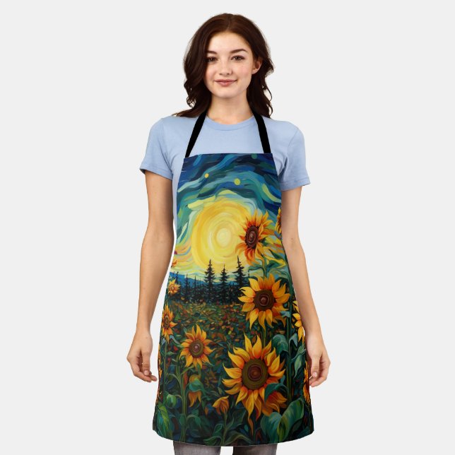 Van Gogh Sonnenblumen Gemälde Schürze (Getragen)