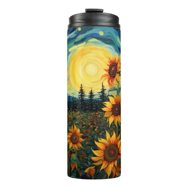 Van Gogh Sonnenblumen Gemälde Thermosbecher (Vorderseite)