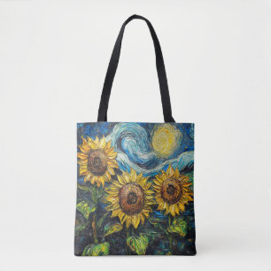Van Gogh Sonnenblumen und Sternennacht Tasche