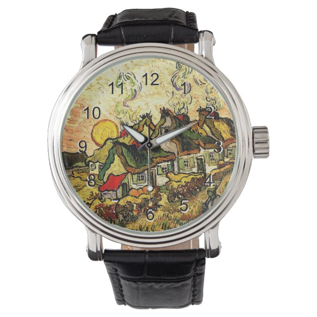 Van Gogh - Starke Hütten im Sonnenschein Armbanduhr (Vorderseite)