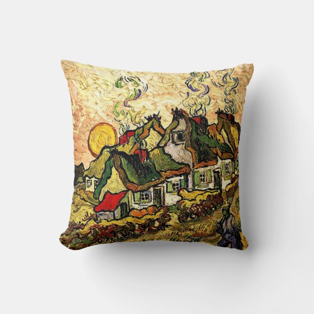 Van Gogh: Starke Hütten im Sonnenschein Kissen (Vorderseite)