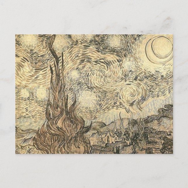 van gogh starre Nacht zeichnend Postkarte (Vorderseite)
