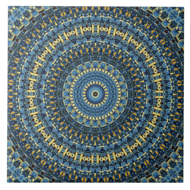 Van Gogh Starry Night Abstrakt Groovy Boho Mandala Fliese (Vorderseite)