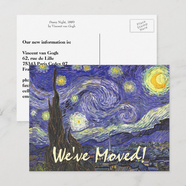 Van Gogh Starry Night, Adresänderung Ankündigungspostkarte (Vorne/Hinten)