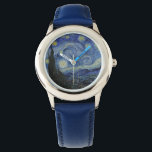Van Gogh Starry Night Armbanduhr<br><div class="desc">Starry Night von Vincent Van Gogh, Oil on Leinwand, 1889, ist ein Landschaftsbild eines großen Wirrs glänzender Sterne über einer Landschaft von entlegener Stadt und sanften Hügeln, mit einem Zypressenbaum im Vordergrund wie eine dunkelgrüne Flamme. Van Gogh malte sein sternenförmiges Meisterwerk nicht aus dem Leben, sondern aus dem Gedächtnis während...</div>