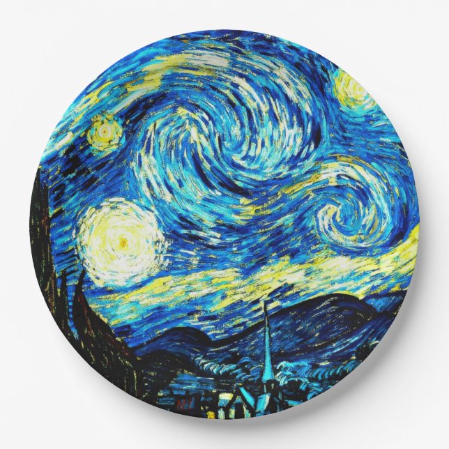 Van Gogh - Starry Night, berühmtes Bild Pappteller (Vorderseite)