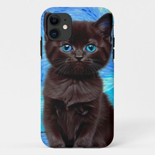 Van Gogh Starry Night Black Cat Case-Mate iPhone Hülle (Rückseite)