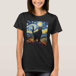 Van Gogh Starry Night Black Cat Geschenke für Cats T-Shirt