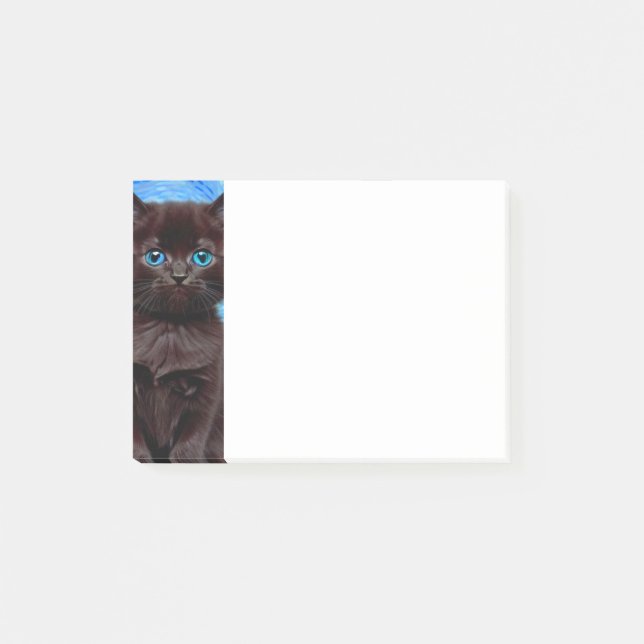 Van Gogh Starry Night Black Cat Post-it Klebezettel (Vorderseite)