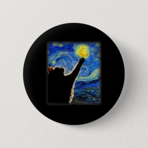 Van Gogh Starry Night Cat - Clic Fit Button