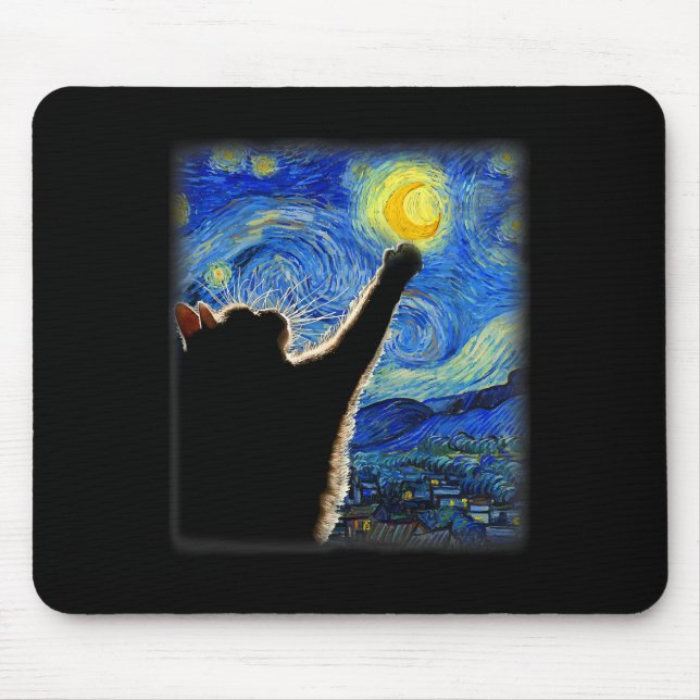 Van Gogh Starry Night Cat - Clic Fit Mousepad (Vorne)