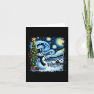 Van Gogh Starry Night Christmas Snowman Snowy Nigh Karte