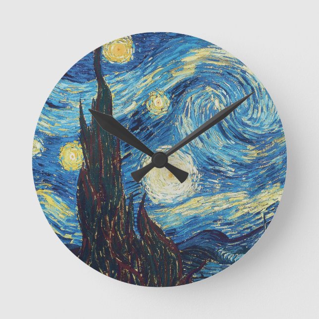 Van Gogh Starry Night Classic Impressionism Art Runde Wanduhr (Vorderseite)