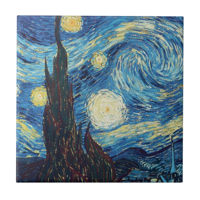 Van Gogh Starry Night Classic Impressionismus Art Fliese (Vorderseite)