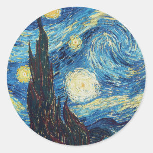 Van Gogh Starry Night Classic Impressionismus Art Runder Aufkleber