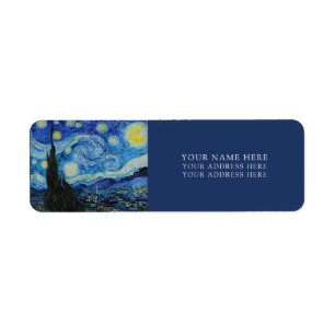 VAN GOGH "STARRY NIGHT" ÉTIQUETTE D'ADRESSE DE RET