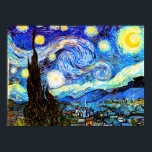 Van Gogh Starry Night Fine Art Poster<br><div class="desc">Starry Night, das berühmteste Gemälde des niederländischen Post-Impressionisten Meisters Vincent van Gogh. Ein einsamer Zypressenbaum, ein schlafendes Dorf und ein Himmel, der mit Sternen herumwirbelt. Post-Impressionismus schöne Kunstmalerei.</div>