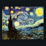 Van Gogh Starry Night Fine Art Poster<br><div class="desc">Starry Night,  the most famous painting of Dutch Post-Impressionist master Vincent van Gogh. A lone cypress tree,  a sleeping village,  and a sky that whirls with stars. 

 Vintage retro cute girly beautiful popular artistic colorful elegant landscape nature pattern Post-Impressionism decorative decor Christian religious spiritual inspirational fine art painting.</div>