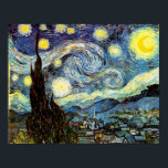 Van Gogh Starry Night Fine Art Poster<br><div class="desc">Starry Night, the most famous painting of Dutch Post-Impressionist master Vincent van Gogh. A lone cypress tree, a sleeping village, and a sky that whirls with stars.
Vintage retro cute girly beautiful popular artistic colorful elegant landscape nature pattern Post-Impressionism decorative decor Christian religious spiritual inspirational fine art painting.</div>