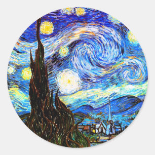 Van Gogh Starry Night Fine Art Runder Aufkleber