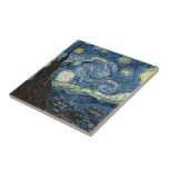 Van Gogh Starry Night Fliese<br><div class="desc">Meisterwerk der Vincent Van Gogh Starry Night,  Vintage Kunstwerke zu modernen Produkten aus Zazilicious</div>