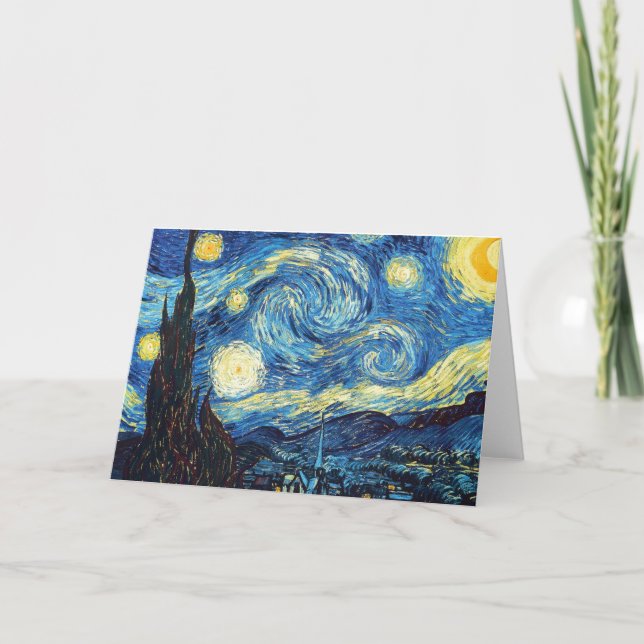 Van Gogh Starry Night Folded Grußkarte Karte (Vorderseite)