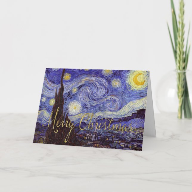 Van Gogh Starry Night Frohe Weihnachten Gold Kunst (Vorderseite)