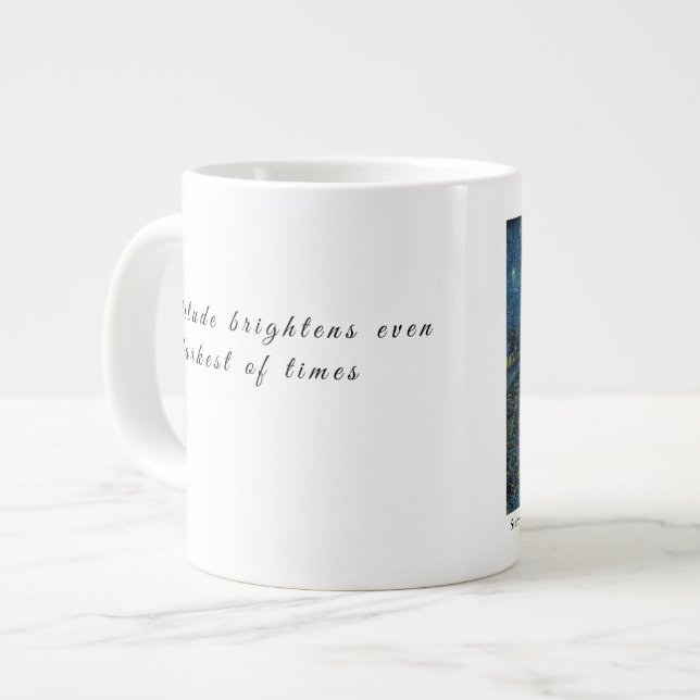 Van Gogh Starry Night Gratitude Artistic Uplifting Jumbo-Tasse (Vorderseite Links)