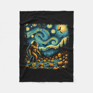 Van Gogh Starry Night Halloween Big Foot Pumpkin Fleecedecke