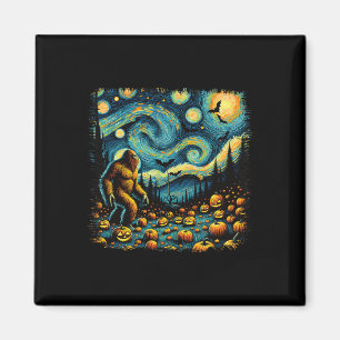 Van Gogh Starry Night Halloween Big Foot Pumpkin Magnet